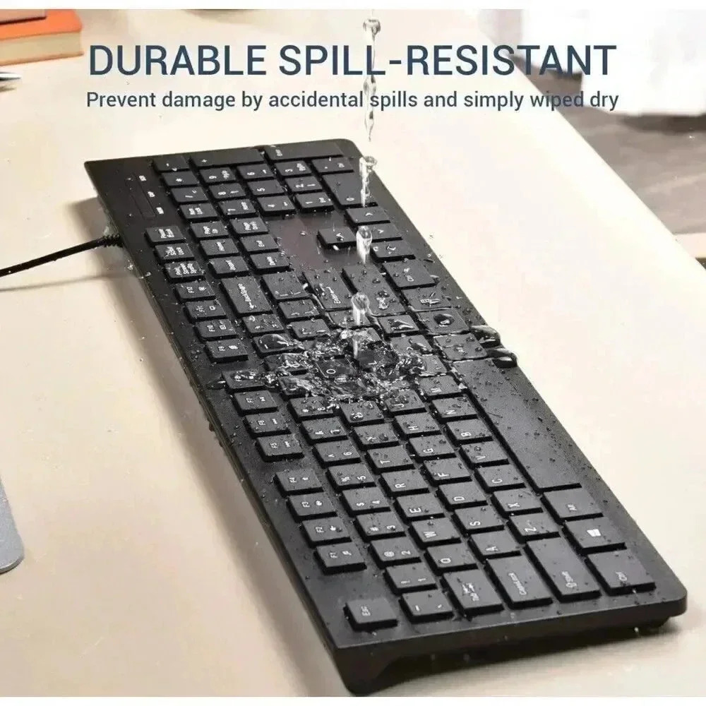 Computer Keyboard Wired Plug Play USB Keyboard‎ Low Profile Chiclet Keys Large - Picture 6 of 7